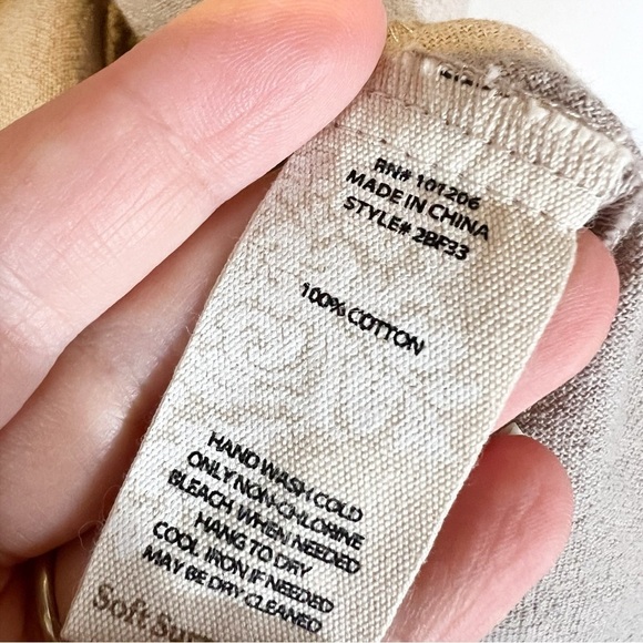 Soft Surroundings Tan Beige Lagenlook Benedetta Gauze Tunic Top Bohemian Boho - Picture 4 of 5